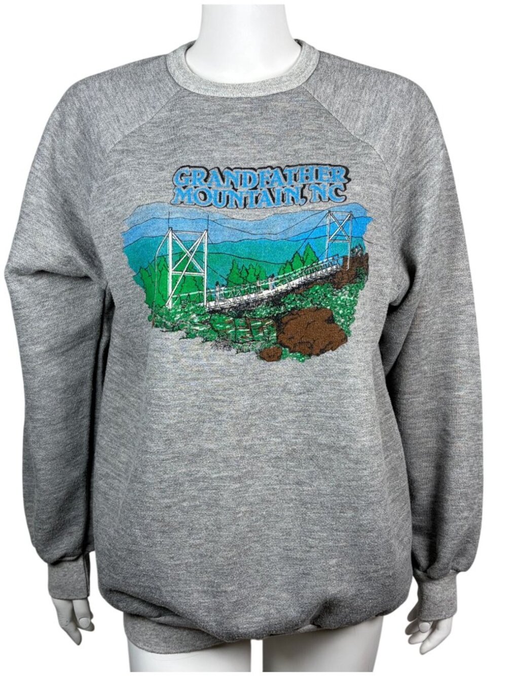 Vintage Grandfather Mountain NC Sweatshirt Adult Size XL Heather Gray Crewneck